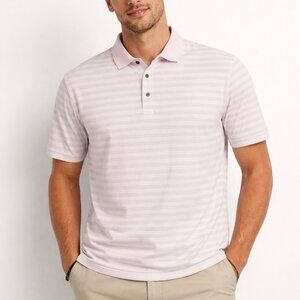 Footjoy White Quartz Pink Striped Short Sleeve Prodry Pique Golf Polo Shirt XXL